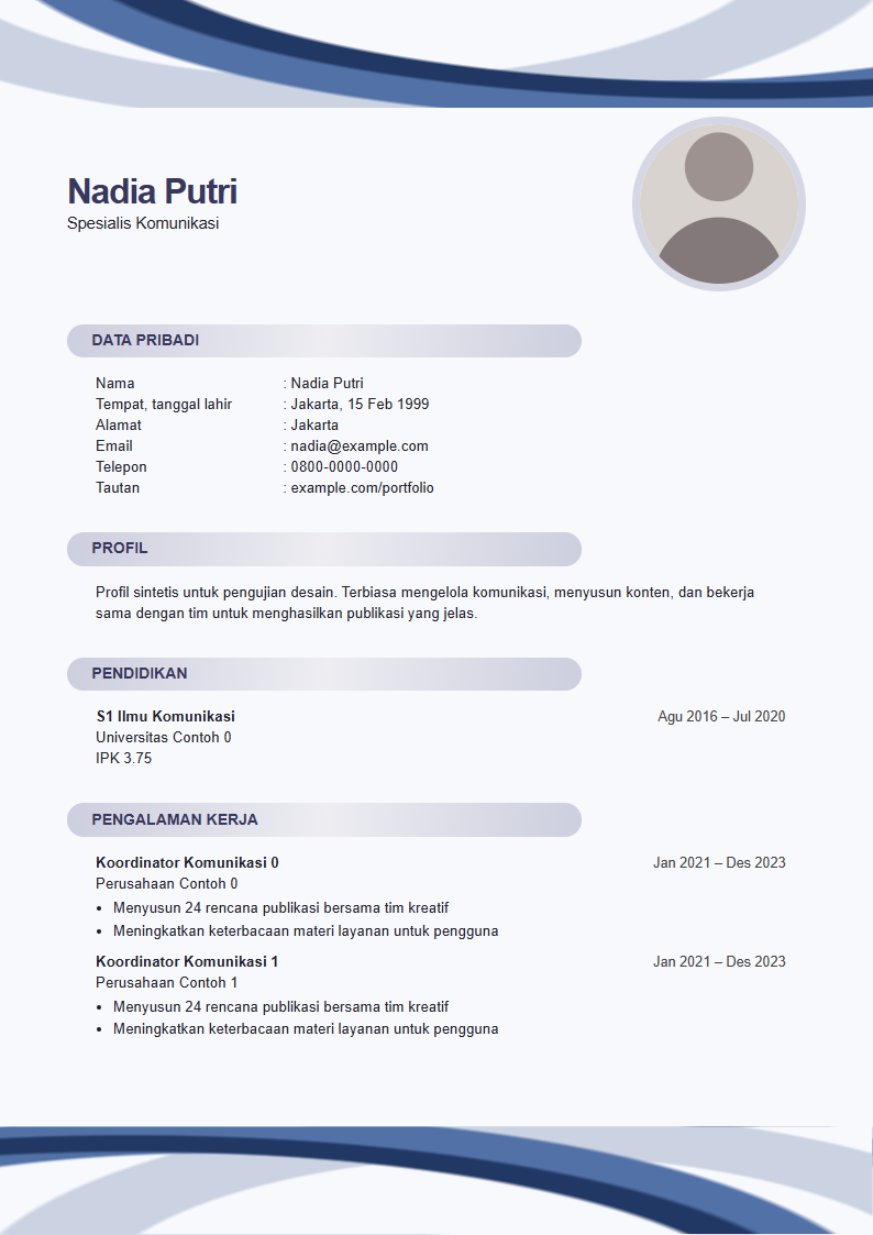 Contoh CV bentuk Gelombang