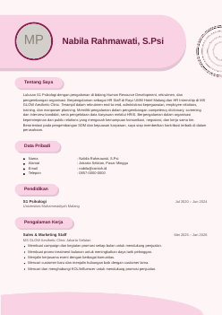 Contoh CV bentuk Kapsul