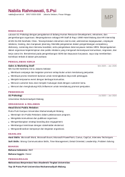 Contoh CV bentuk Klasik