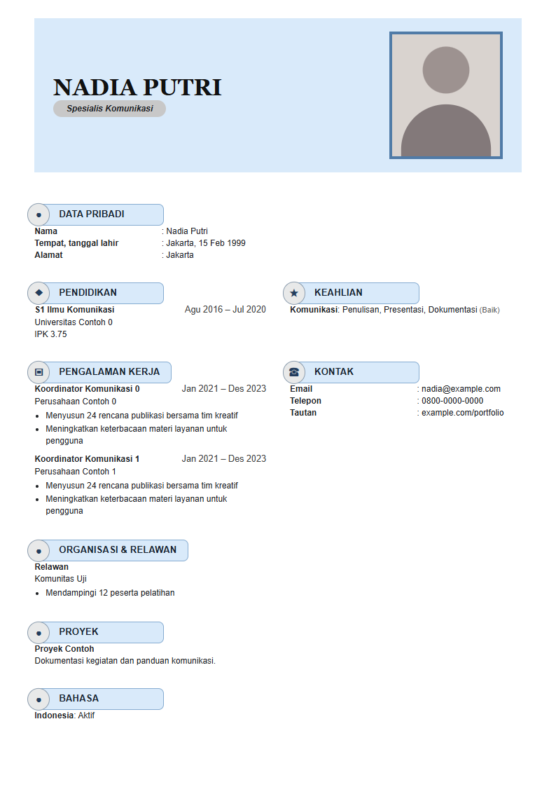 Contoh CV bentuk Langit