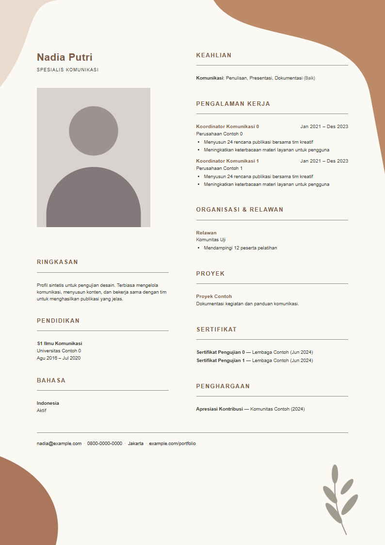 Contoh CV bentuk Organik
