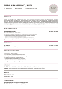 Contoh CV bentuk Pita