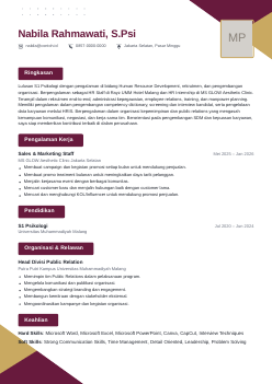 Contoh CV bentuk Sudut